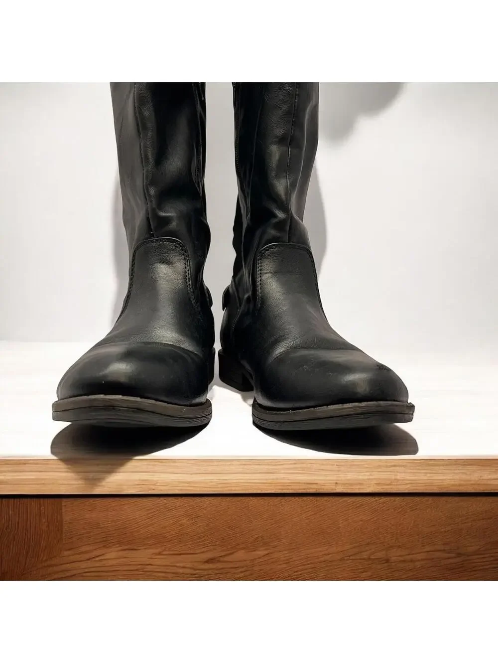 Bamboo Montage-77 Riding‎ Boots Womens 7.5 Black Leather Knee High Side Zip